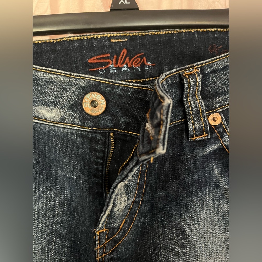 Vintage Silver Jeans 32 Karli Women’s Dark Blue Bermuda Shorts Y2K 2000’s - Picture 2 of 11